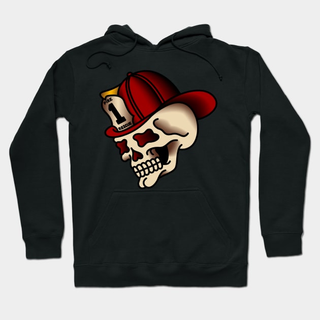 Firefighter Skull Hoodie by OldSalt